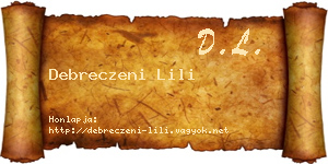 Debreczeni Lili névjegykártya